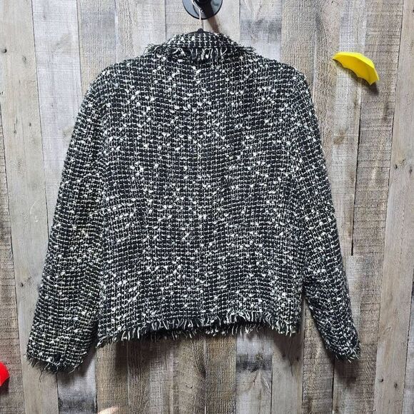 Hearts of Palm Black and White Tweed Blazer Jacket Cardigan - Picture 3 of 4